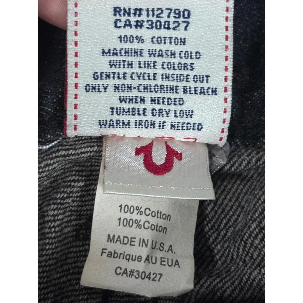 True Religion Jeans Mens Size 38 Black‎ Denim Straight Leg USA Made
